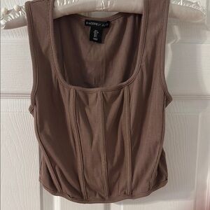 Sincerly Jules Brown Ribbed Women's Top